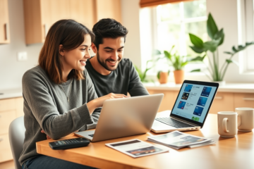 A person comparing different credit cards on a laptop.