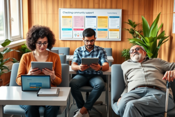 A person using a computer to check their eligibility for benefits.