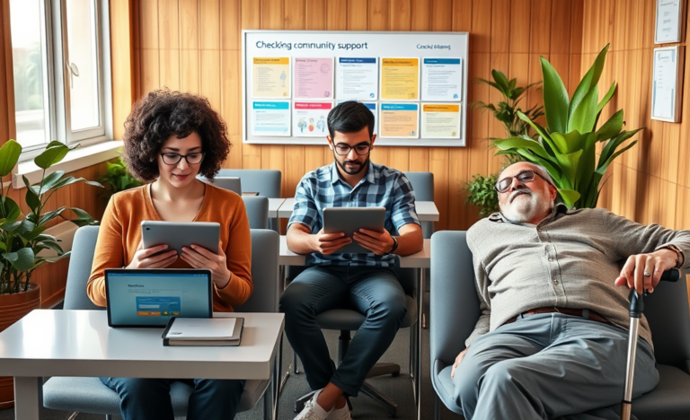 A person using a computer to check their eligibility for benefits.
