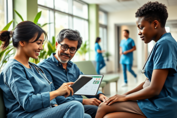 Patient reviewing health results immediately after consultation.