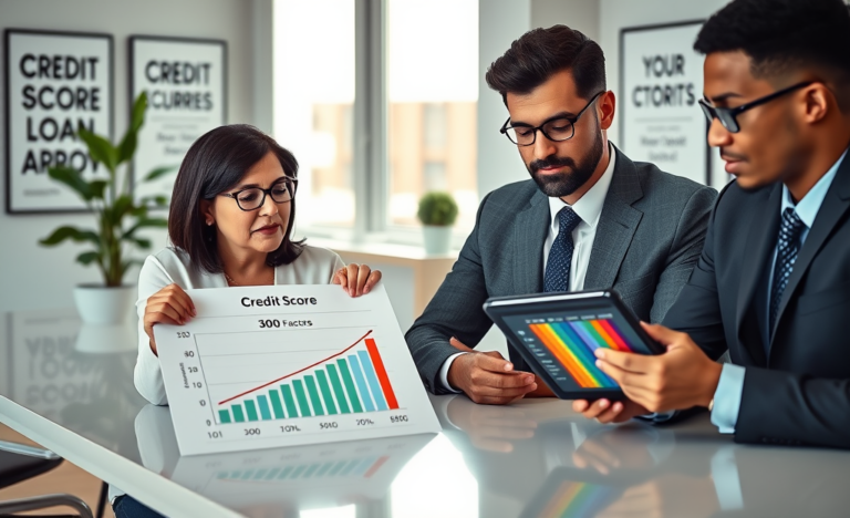 Illustration of a credit score chart illustrating its effects on loan approval.