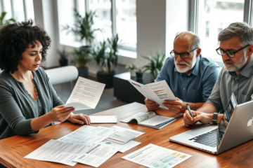 A person analyzing loan offers to identify low interest rates.